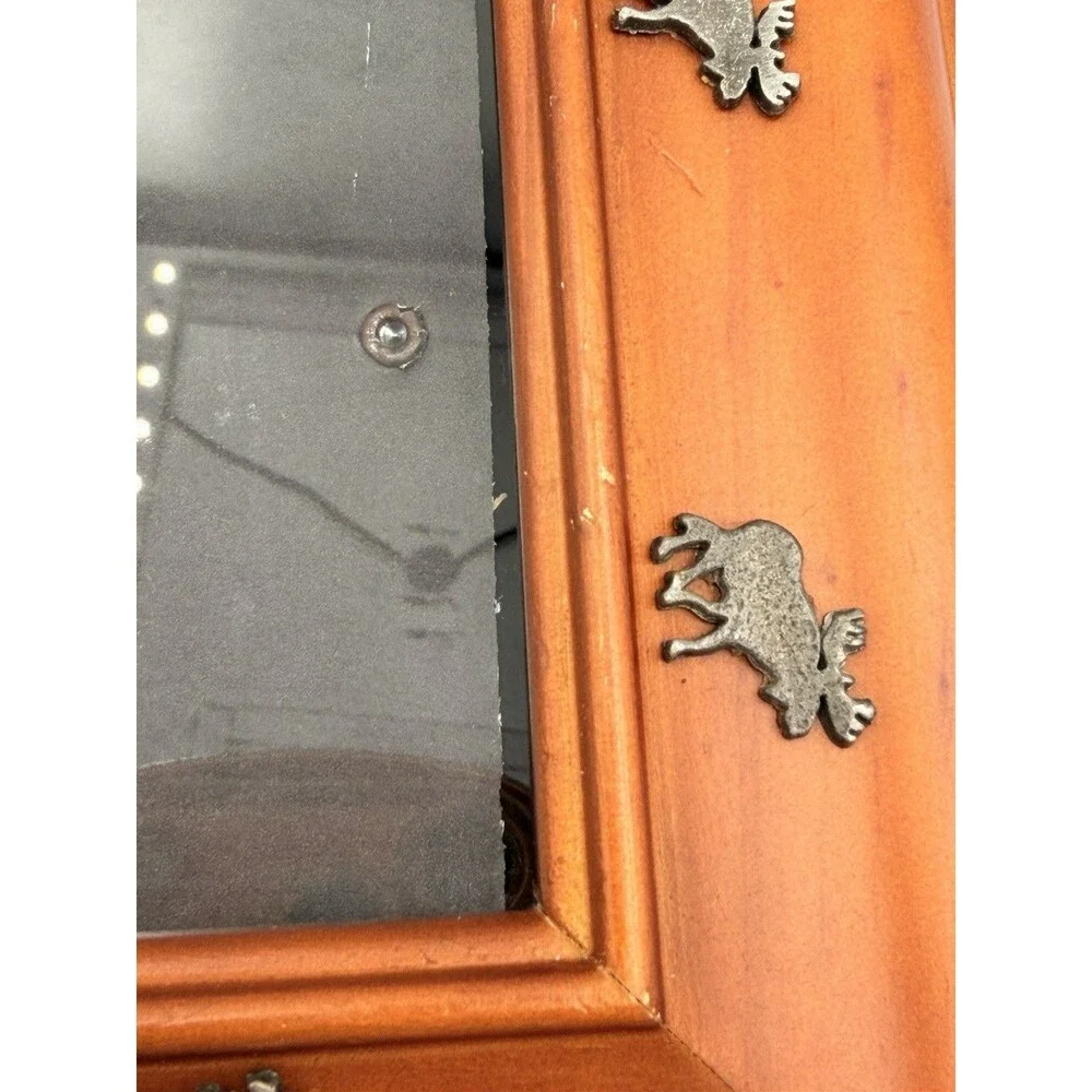 Rustic Wood Moose Picture Frame 9x7 Cabin Lodge Woodland Pewter Wildlife Decor